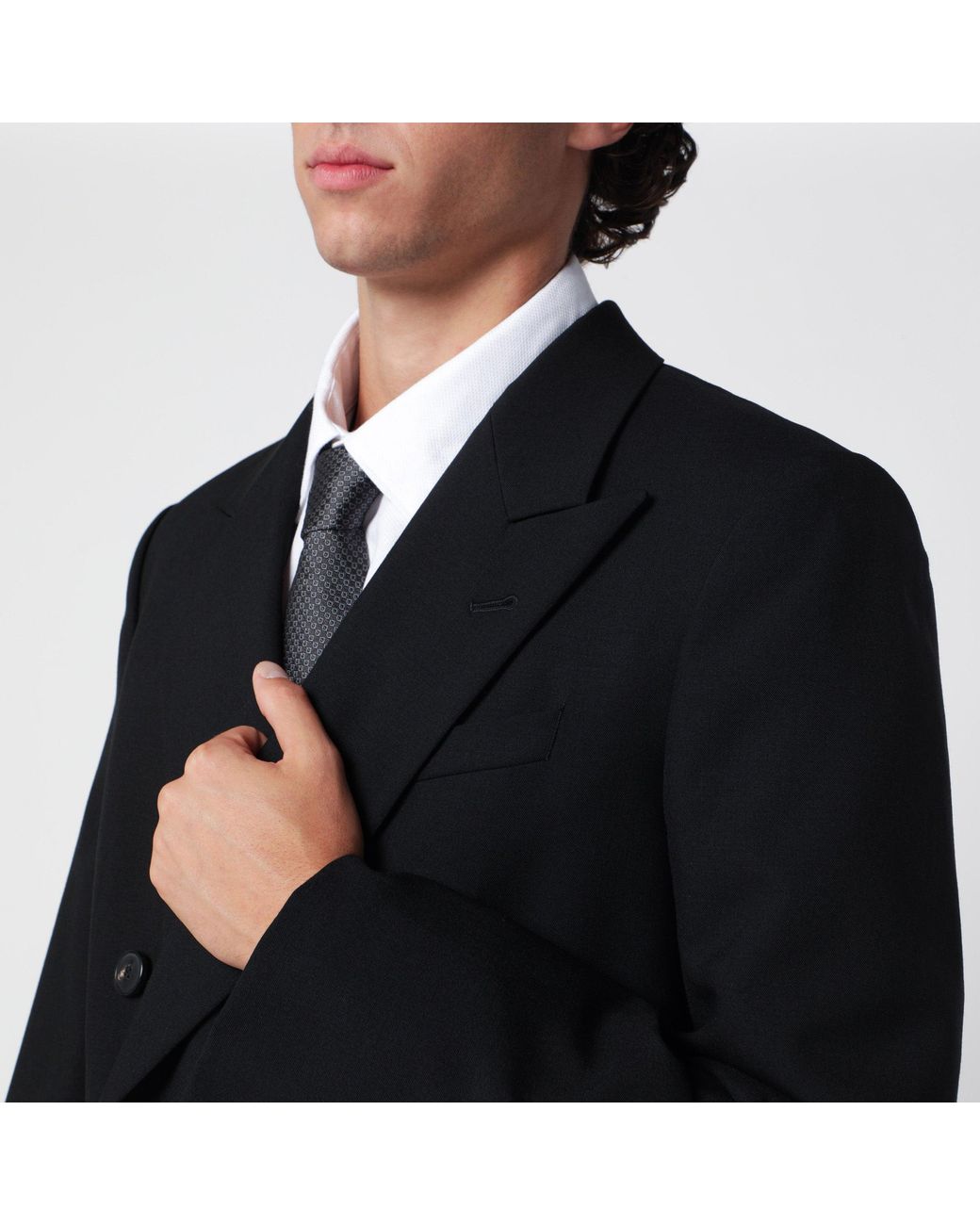 Dries Van Noten Black Double-Breasted Jacket for men