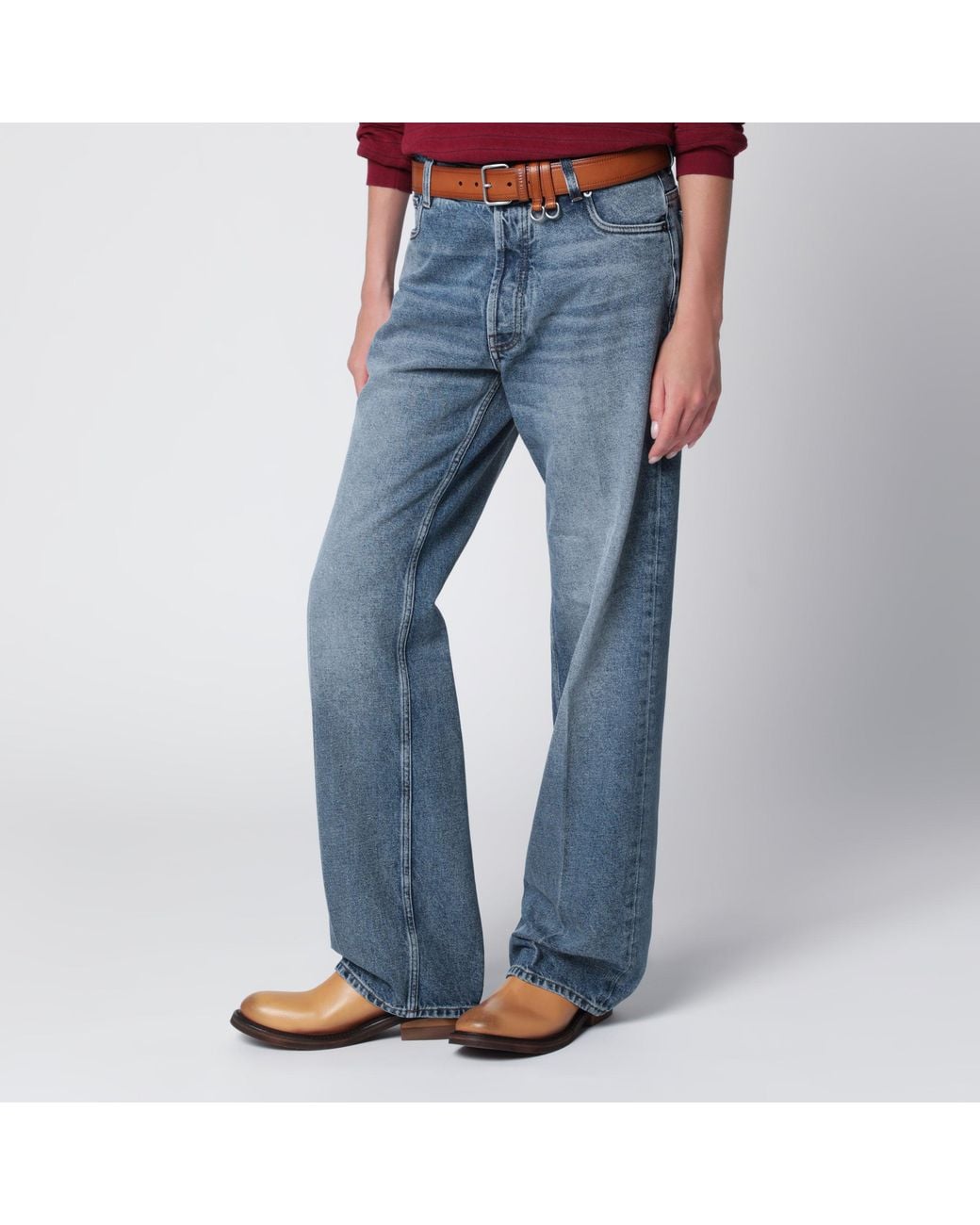 Miu Miu Blue Stone-Washed Denim Trousers