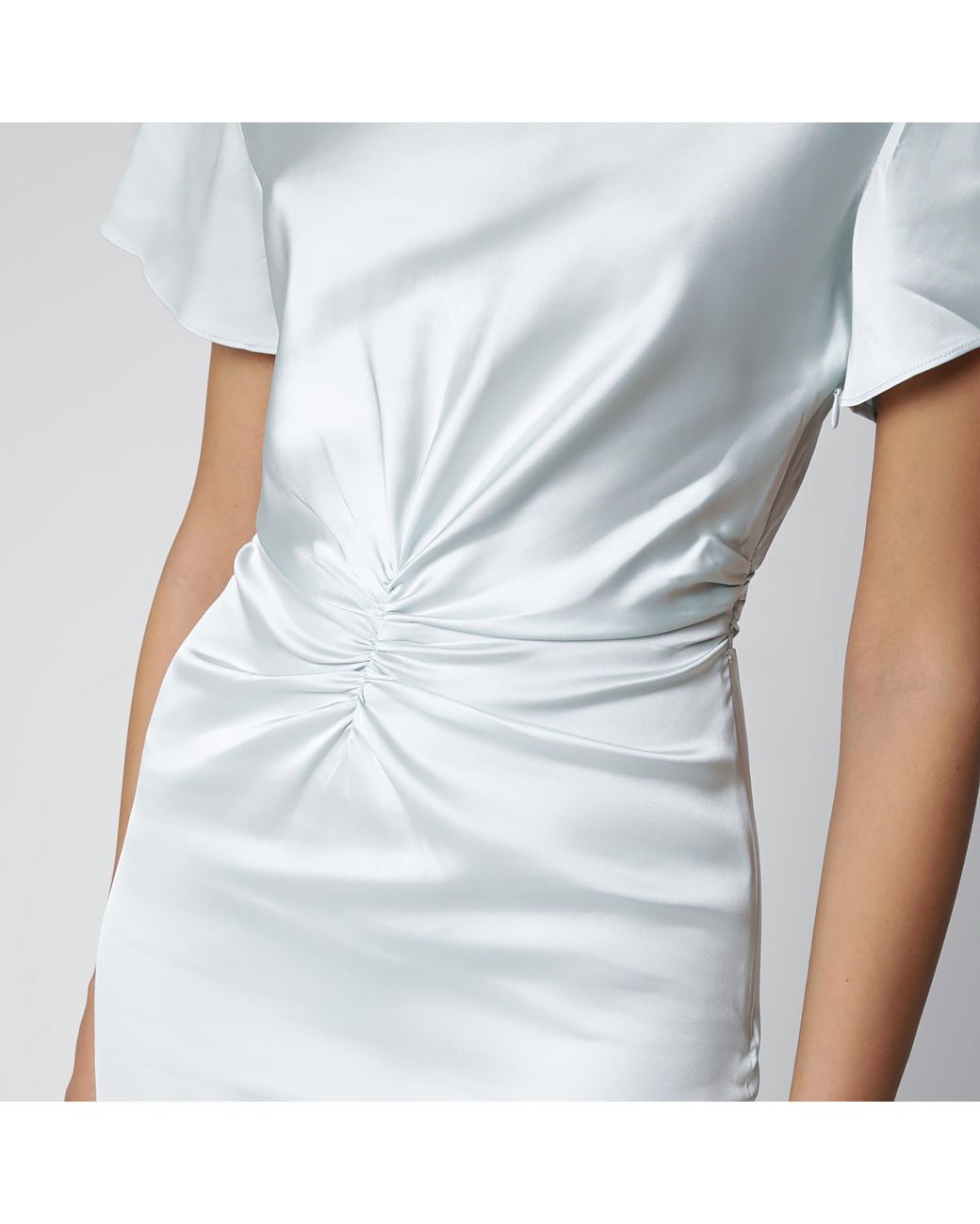 ROTATE BIRGER CHRISTENSEN White Ice Flow Ruched Midi Dress