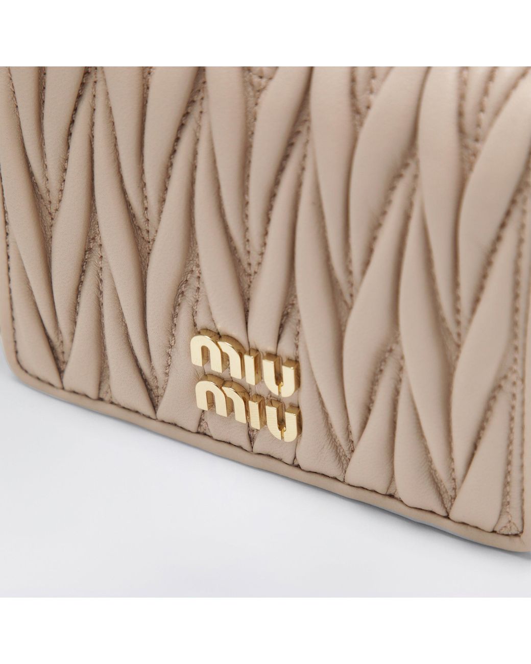 Miu Miu Natural Powder Matelassé Nappa Leather Wallet