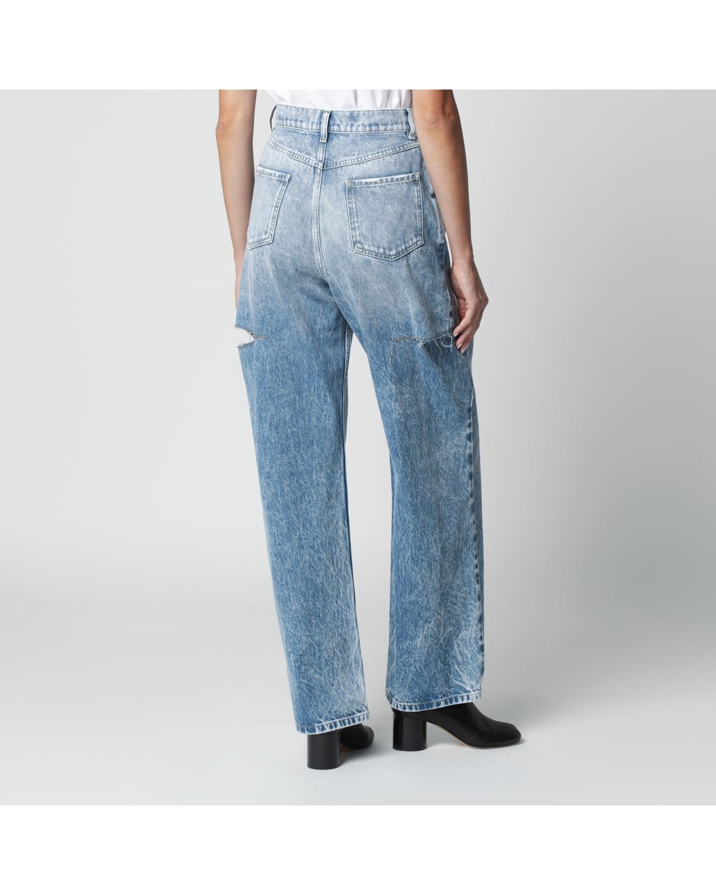 Maison Margiela Blue Loose Jeans With Drawstrings
