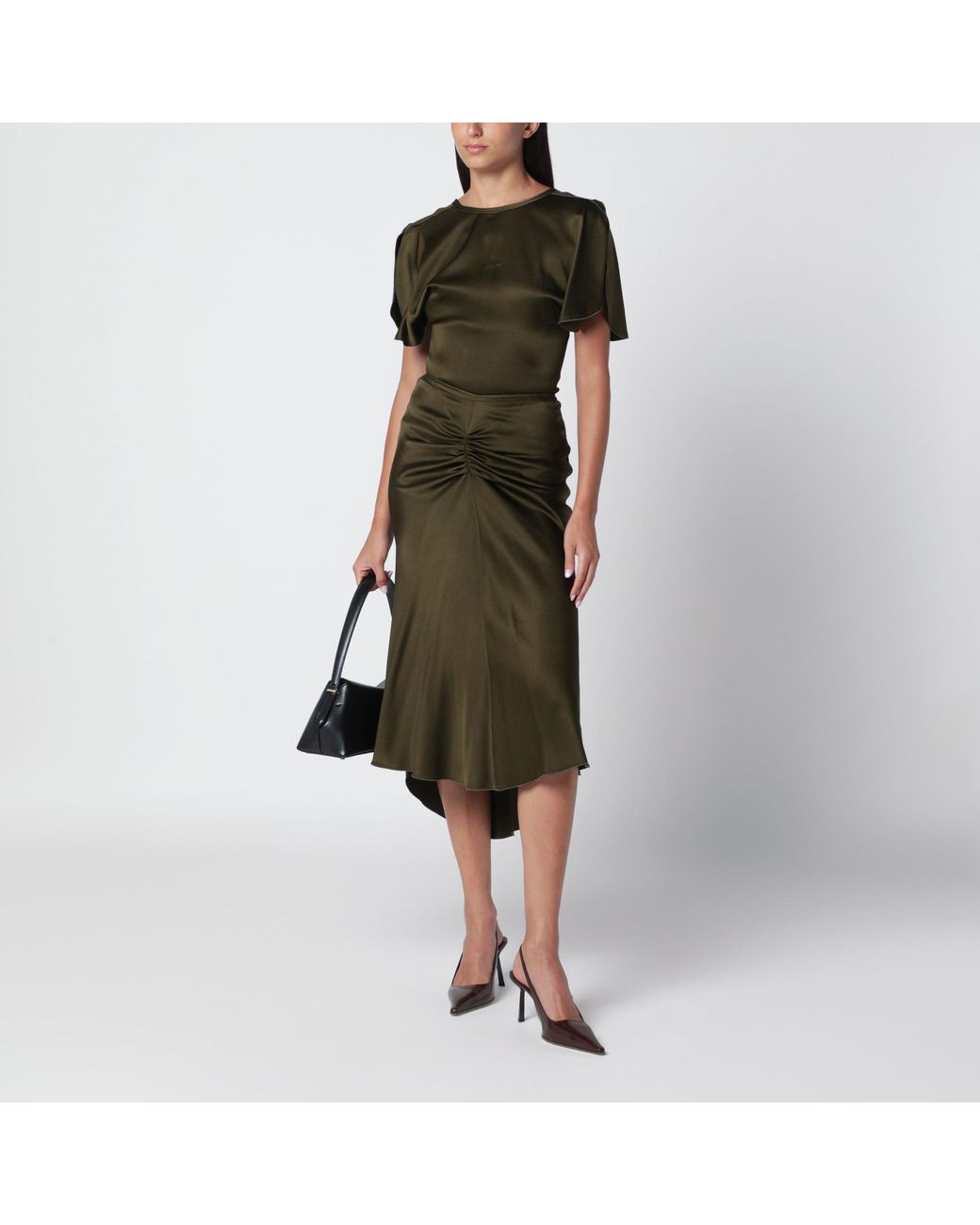Victoria Beckham Green Bela Crepe Satin Top