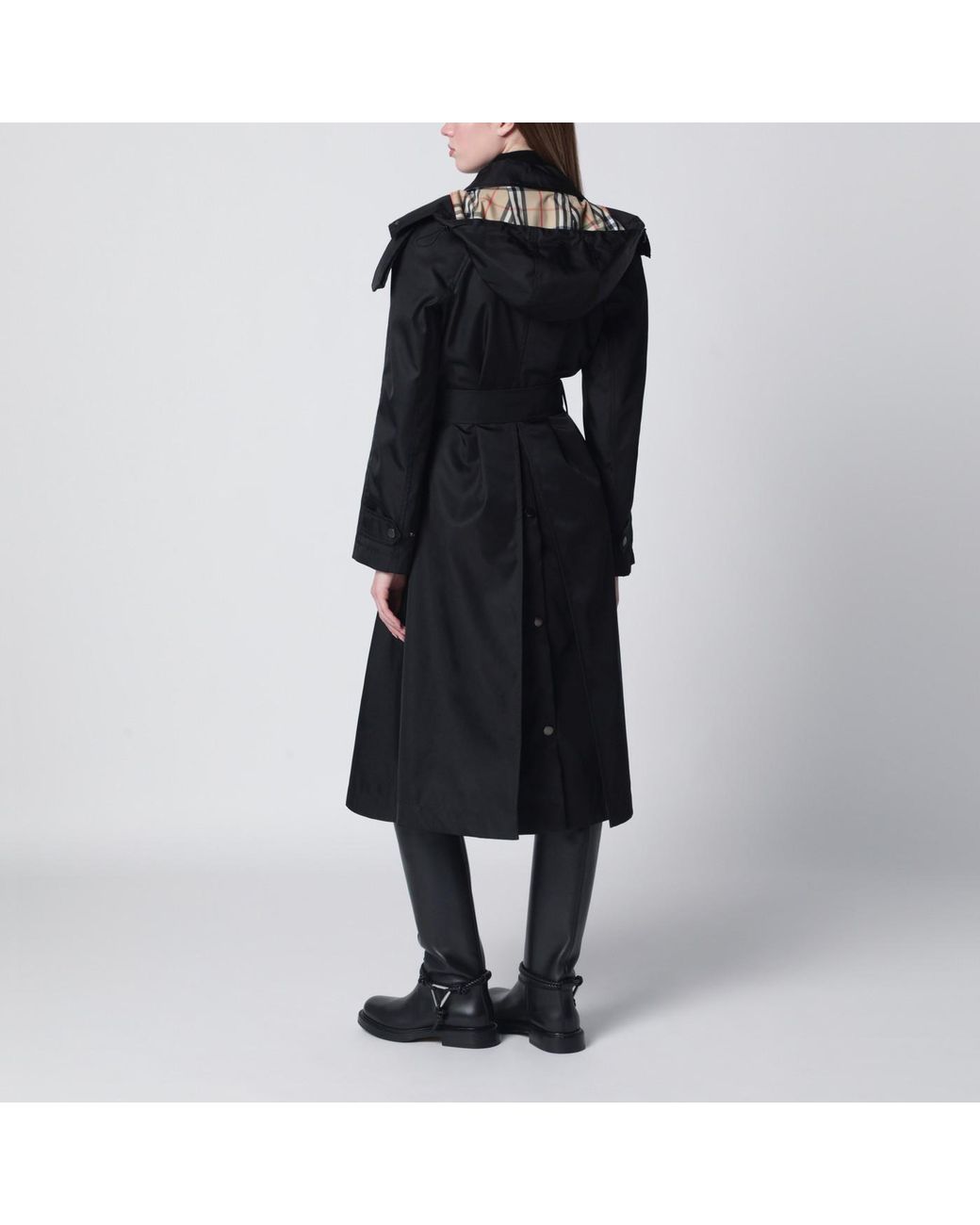 Burberry Black Long Nylon Car Coat