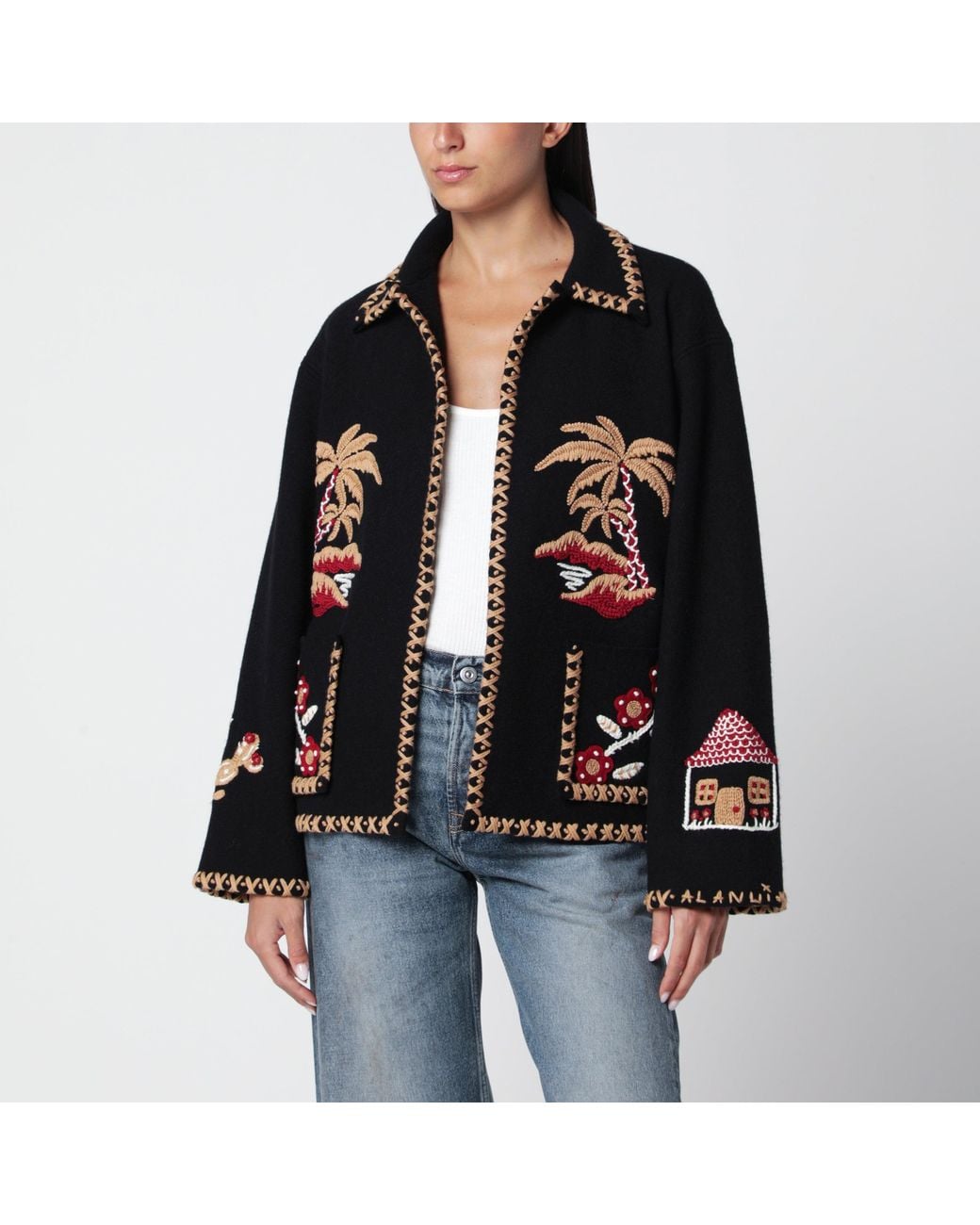 Alanui Black Remember Me Virgin Wool Jacket