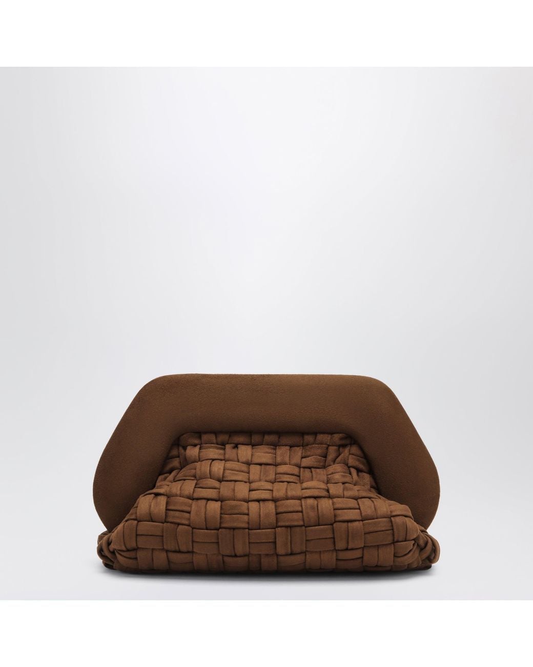 THEMOIRÈ Brown Mini Bios Pouch With Woven Suede-Effect Finish