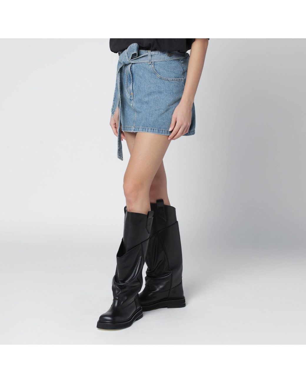 The Attico Blue Light Denim Mini Skirt