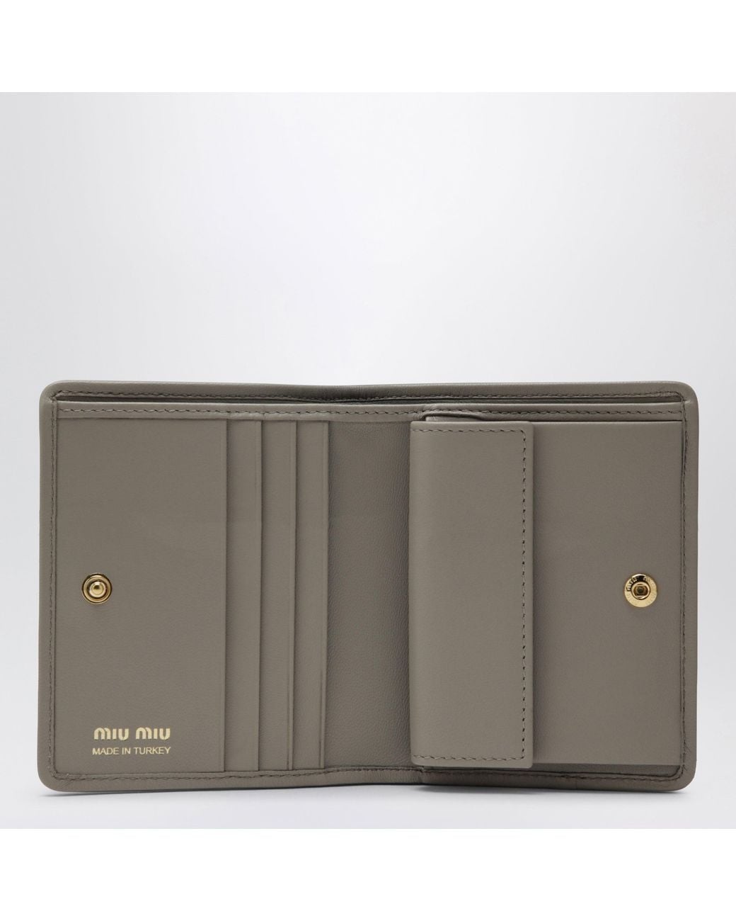 Miu Miu Metallic Pumice Matelassé Nappa Leather Wallet