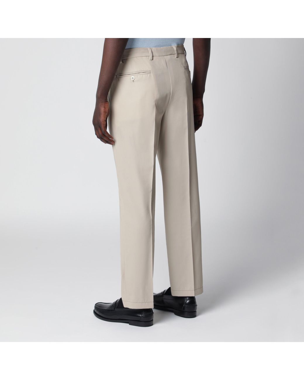 Prada Brown Sand-Colored Cotton Trousers for men