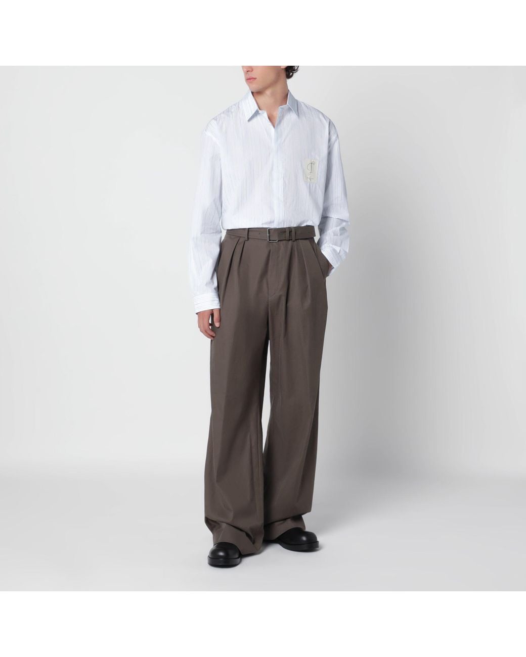 Jacquemus White Striped Simon Cotton Shirt for men
