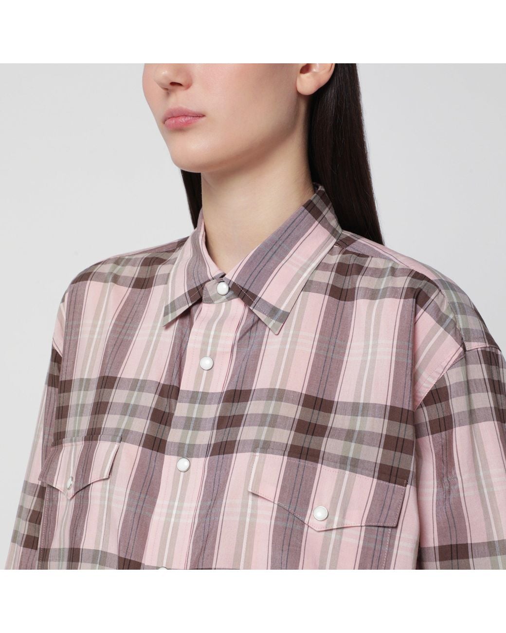 Auralee Pink Check Shirt