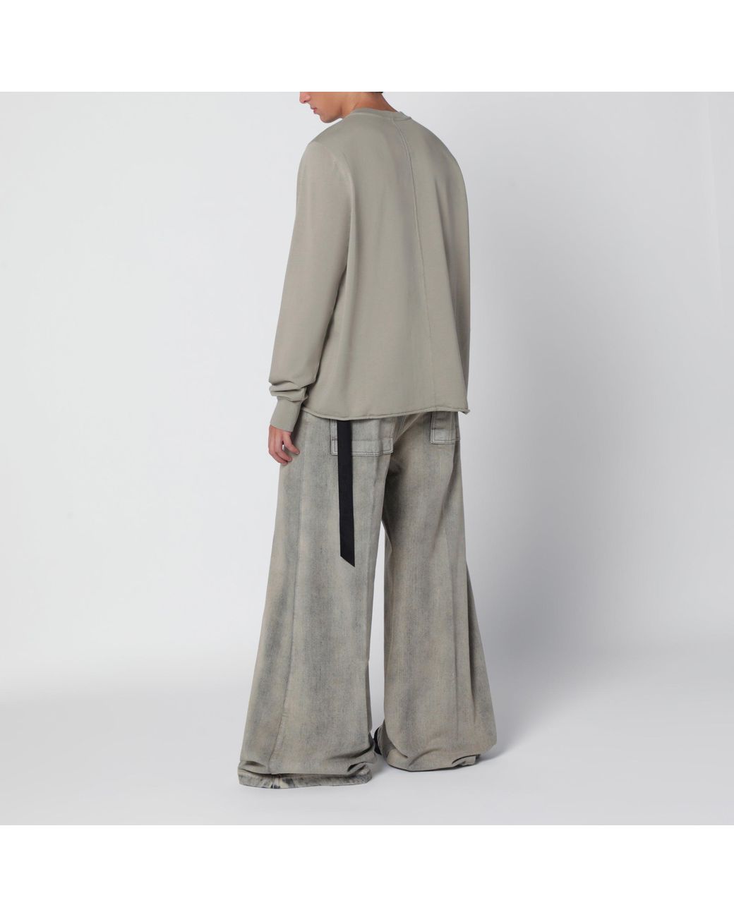 Rick Owens Gray Tower Mineral Cotton Crewneck Sweatshirt for men