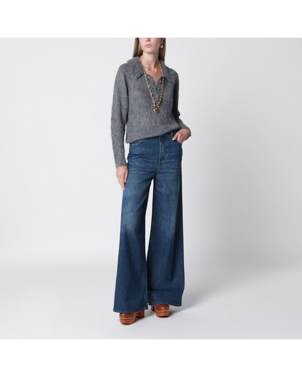 Chloé Gray Smoke Alpaca-Blend Cardigan