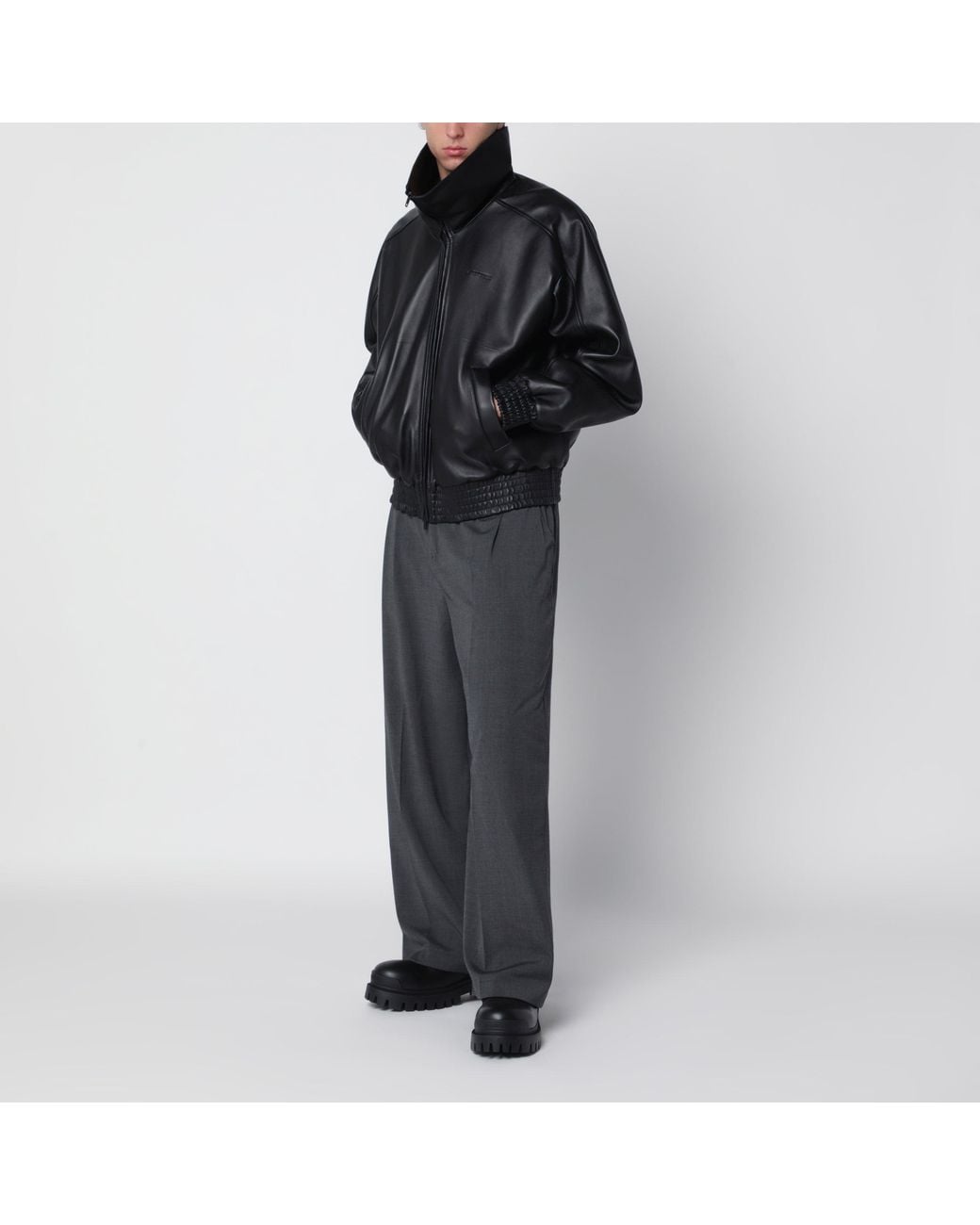 Balenciaga Black Leather Jacket With Logo for men