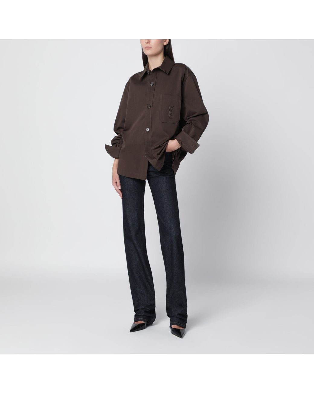 Saint Laurent Black Dark Cassandre Shirt Jacket