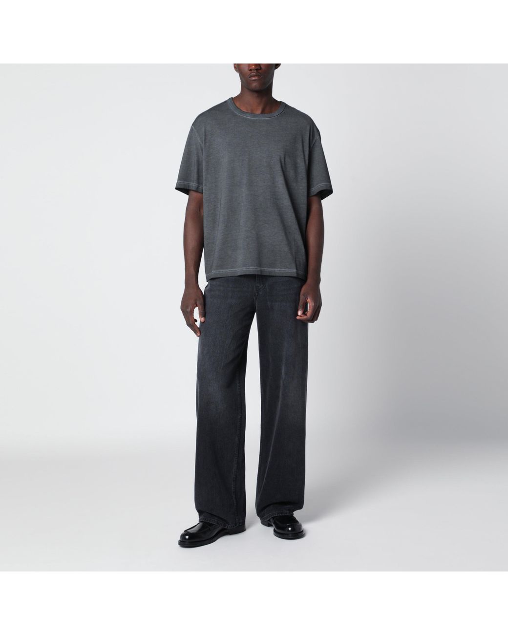 Séfr Black Washed-Effect Mauro Organic Cotton T-Shirt for men