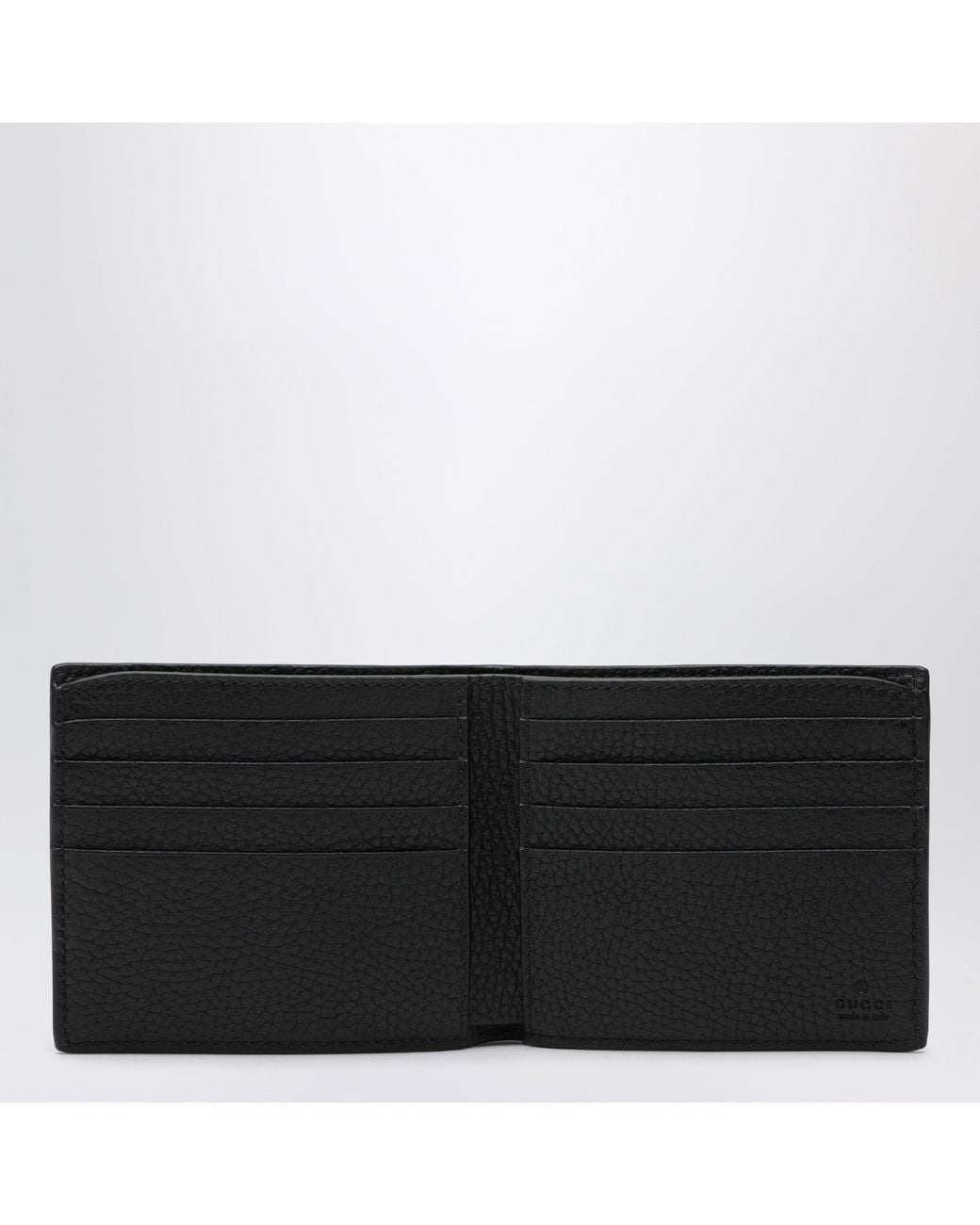 Gucci Black Web Trademark Leather Mini Bi-Fold Card Holder for men
