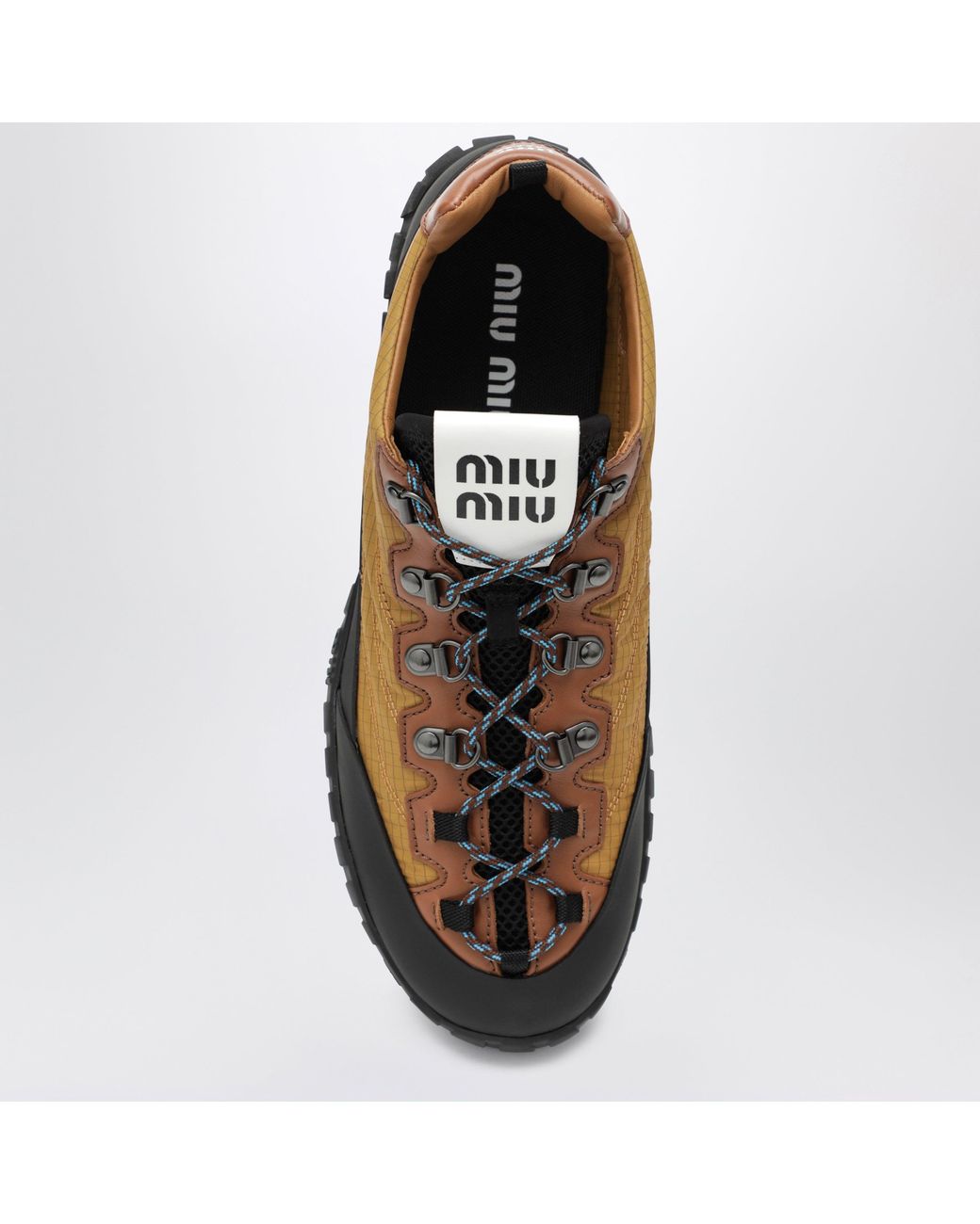 Miu Miu Brown Technical Ripstop And Leather Sneakers