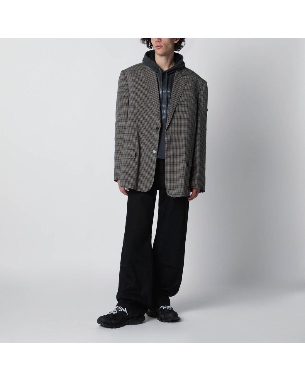 Balenciaga Gray Khaki And Gingham Jacket for men