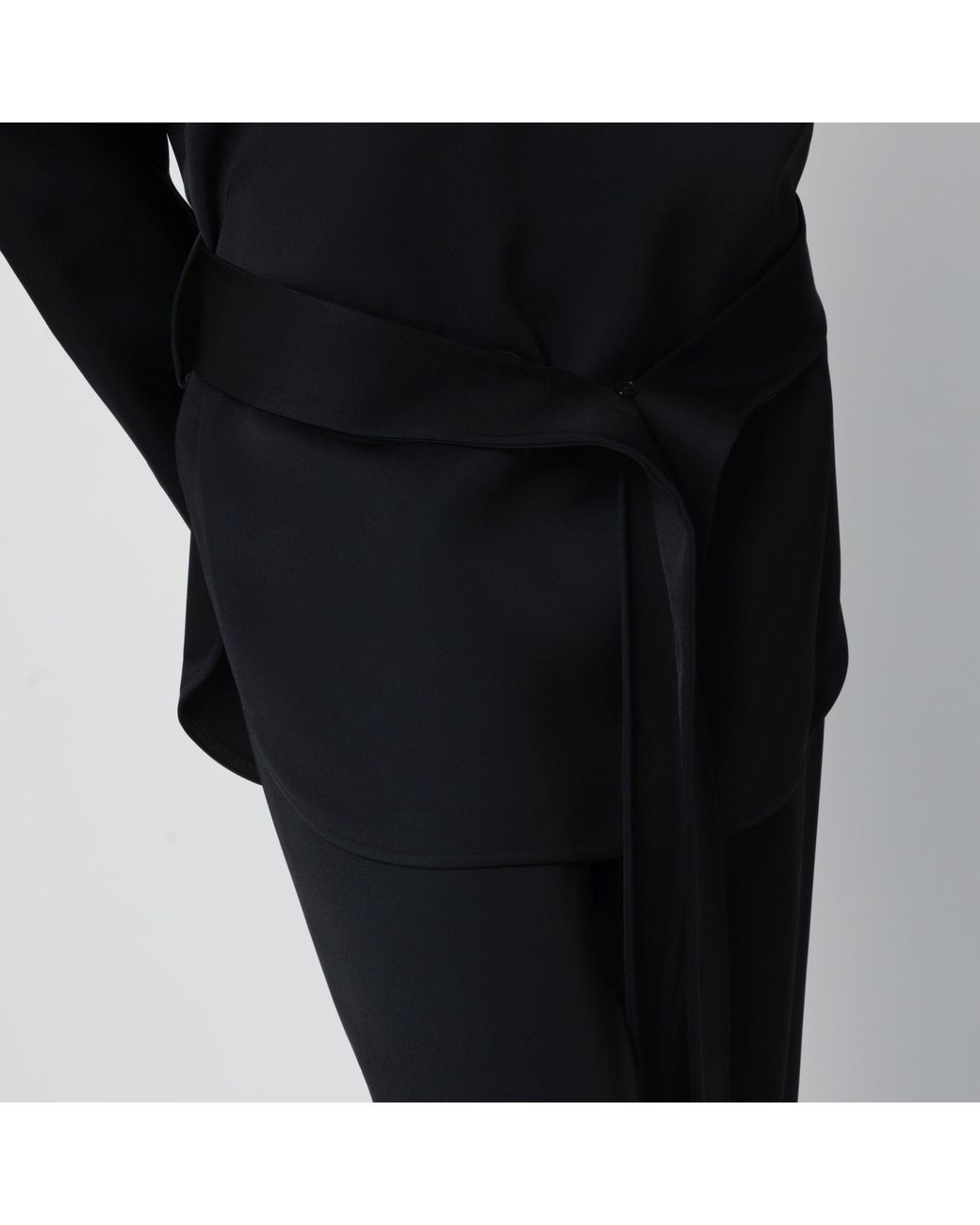 Totême Black Heavy Satin Tunic With Belt