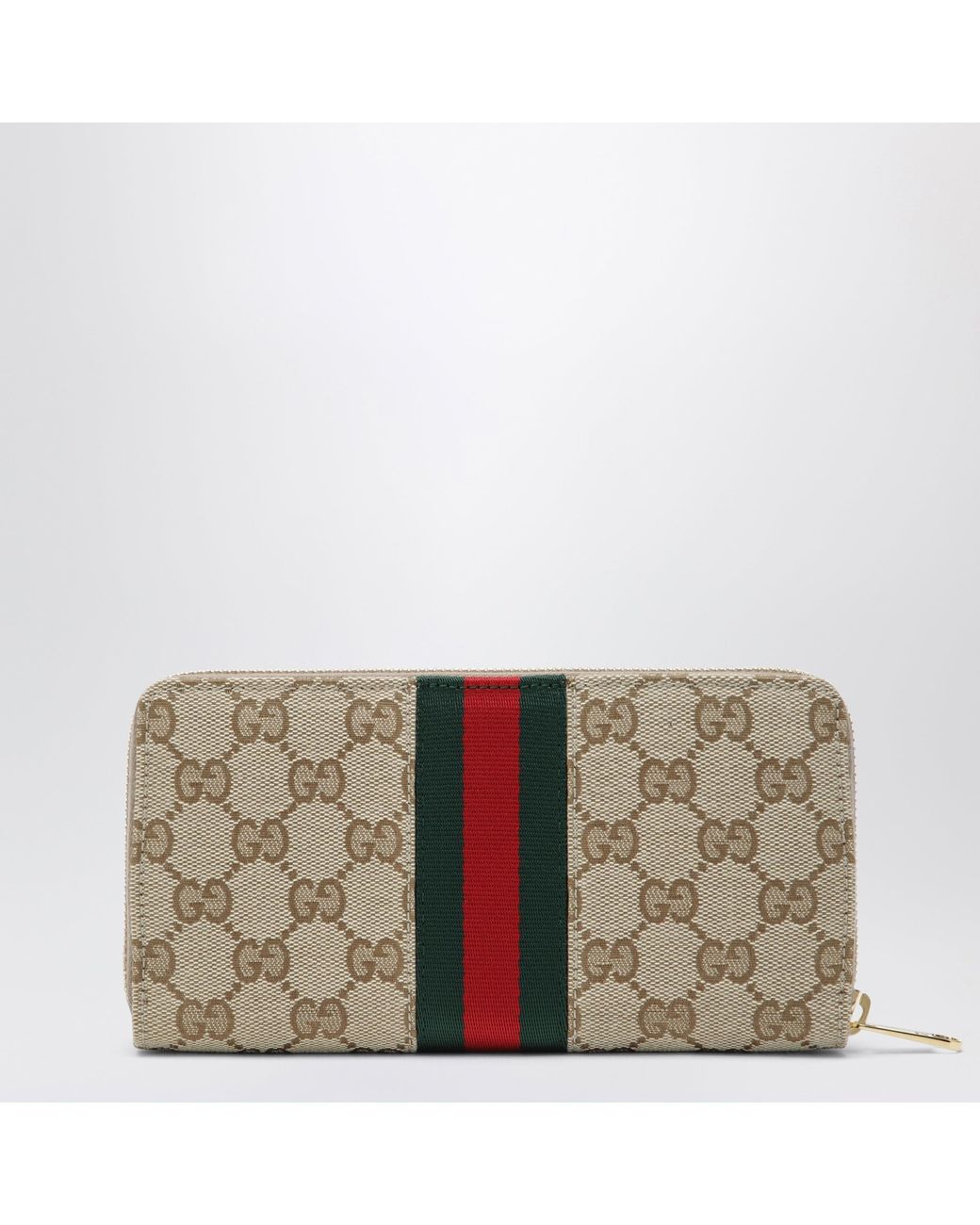 Gucci Natural Horsebit Web Zipped Wallet