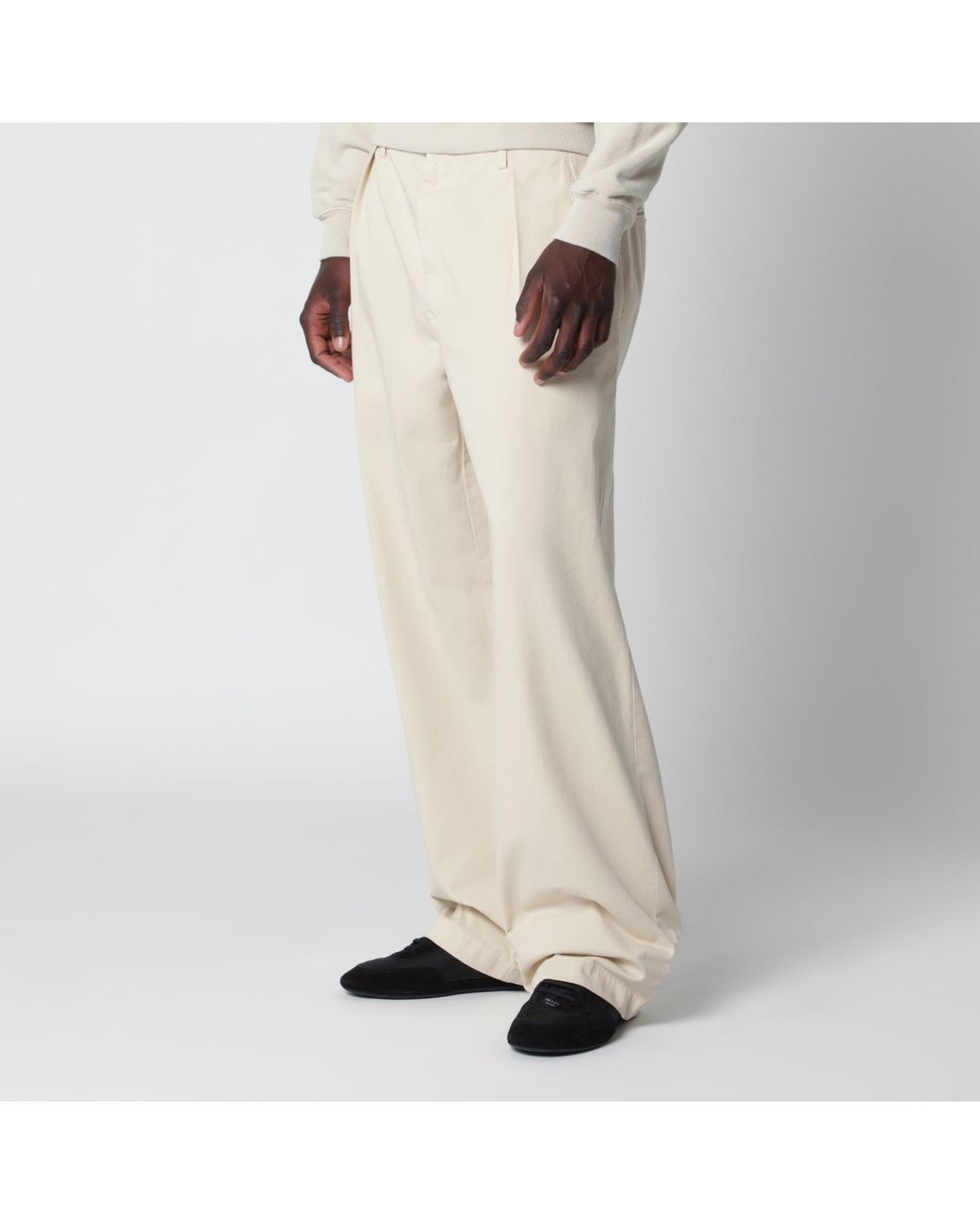 Prada Natural Sand-Colored Cotton Trousers for men