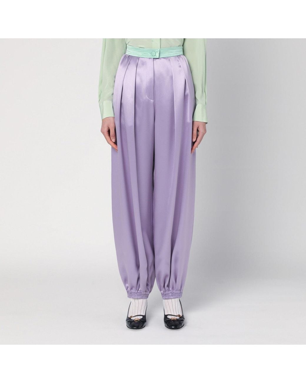 Valentino Purple Wide Lilac Silk Pants
