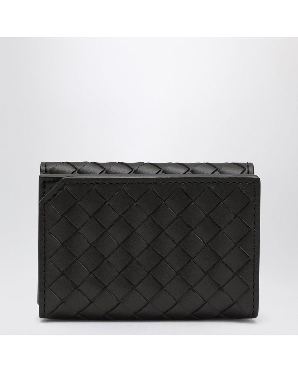 Bottega Veneta Black Fondente Trifold Wallet In Intrecciato for men
