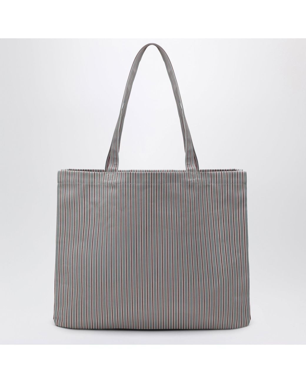 A.P.C. Gray Burgundy Striped Lou Large Tote Bag