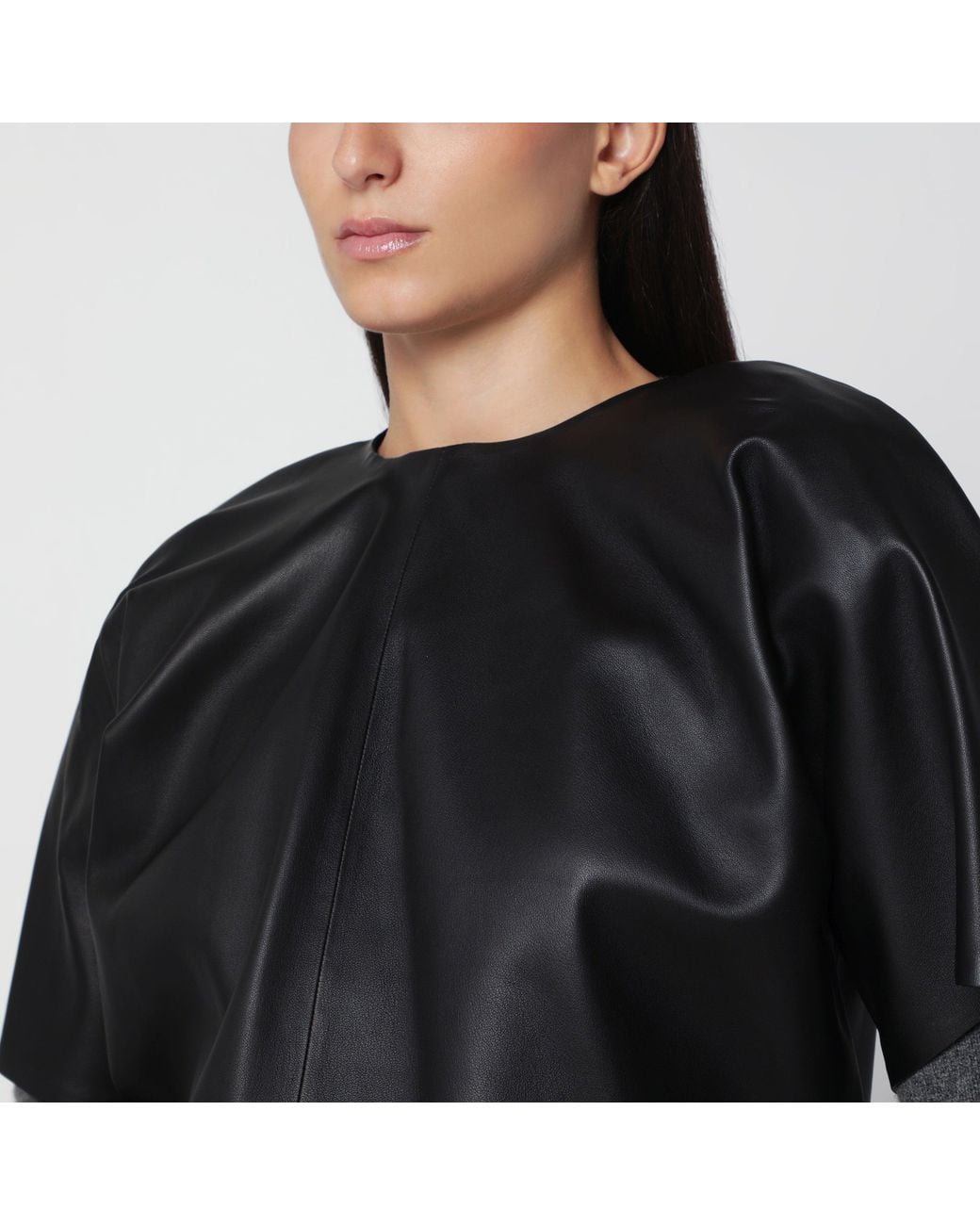 Totême Black Lambskin Cocoon Top
