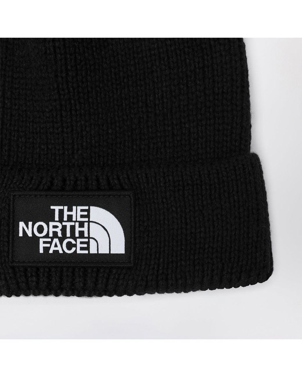 The North Face Black Beanie With Logo Patch for men