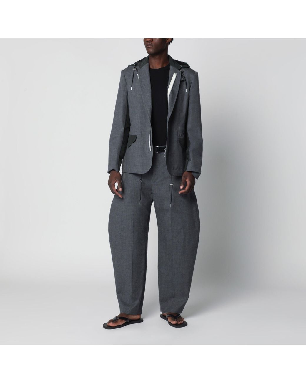 Sacai Gray Khaki Wool And Nylon Jacket for men
