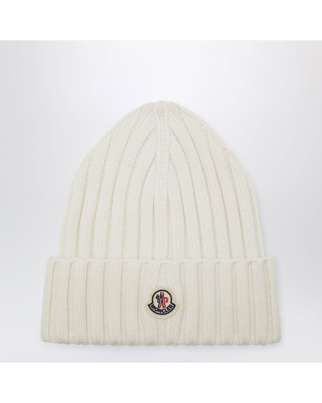 Moncler White Cable-Knit Wool Beanie With Logo