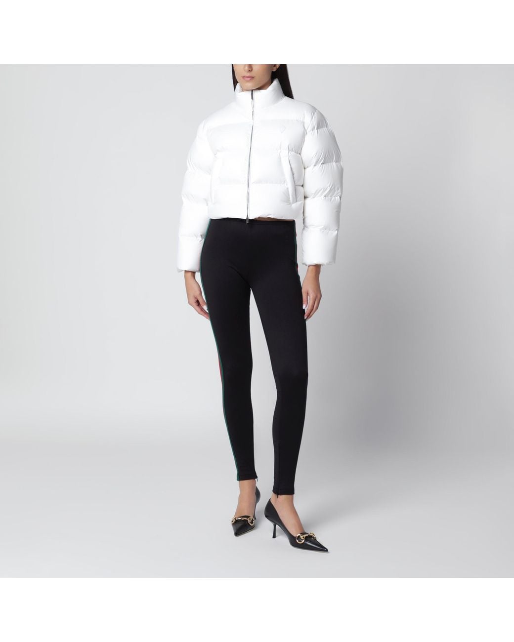 Gucci White Cropped Padded Zip-Up Down Jacket