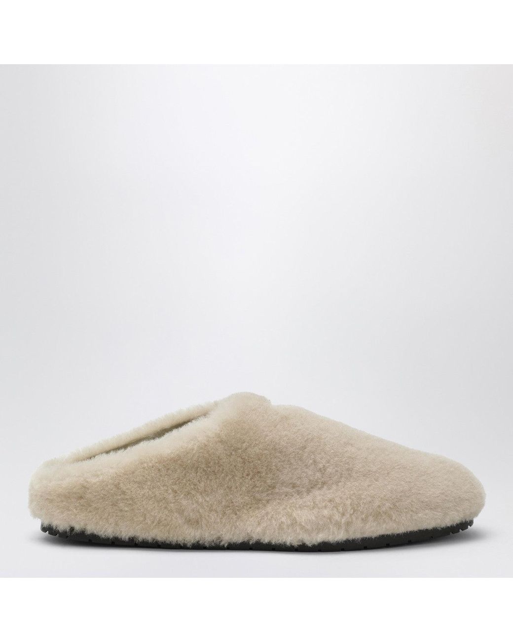 Prada Natural Light Shearling Clogs