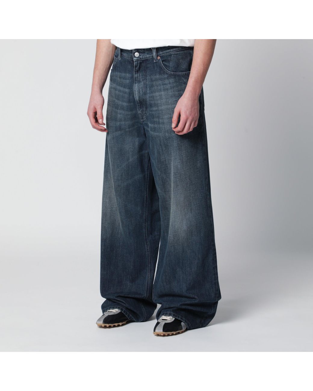 MM6 by Maison Margiela Blue Wide Washed Denim Jeans for men