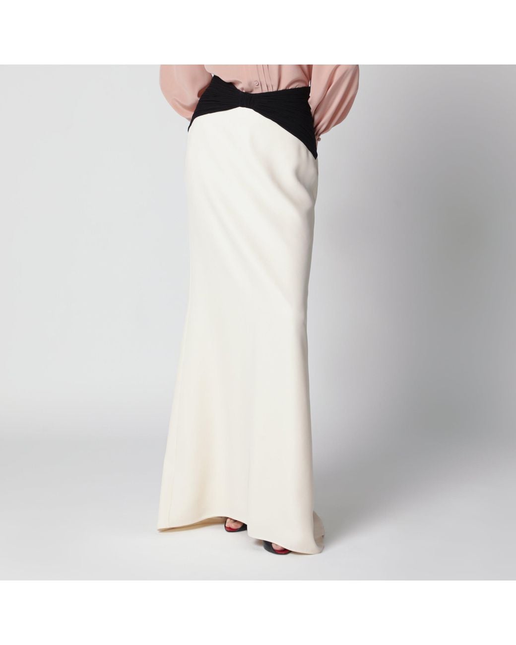 Valentino White Long Silk Skirt