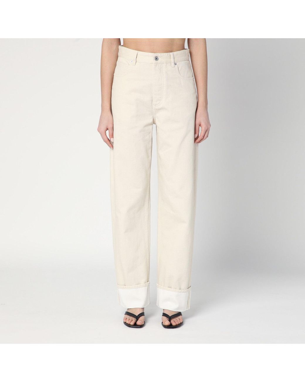 Bottega Veneta Natural Meringue Coloured Turned Up Jeans