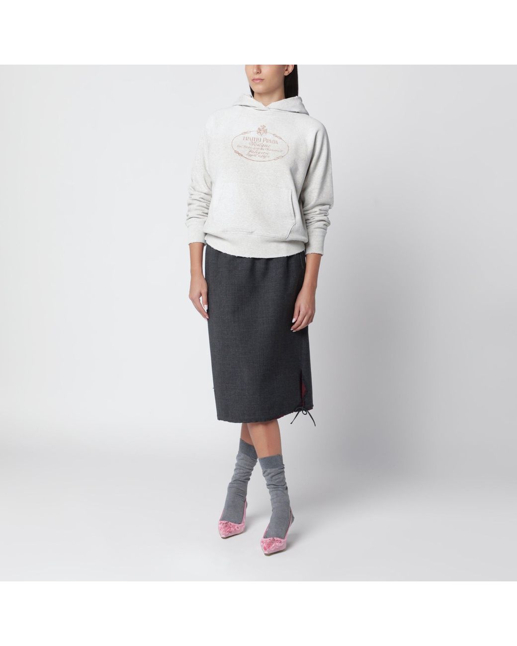 Prada Black Slate/Garnet Midi Skirt