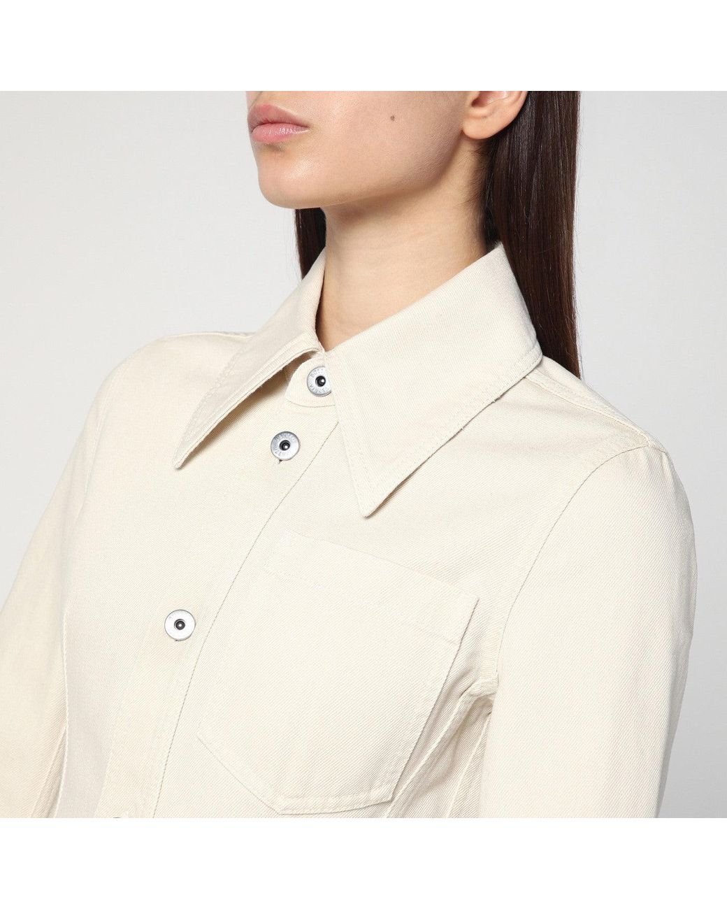 Bottega Veneta Natural Pale Meringue Shirt In Denim