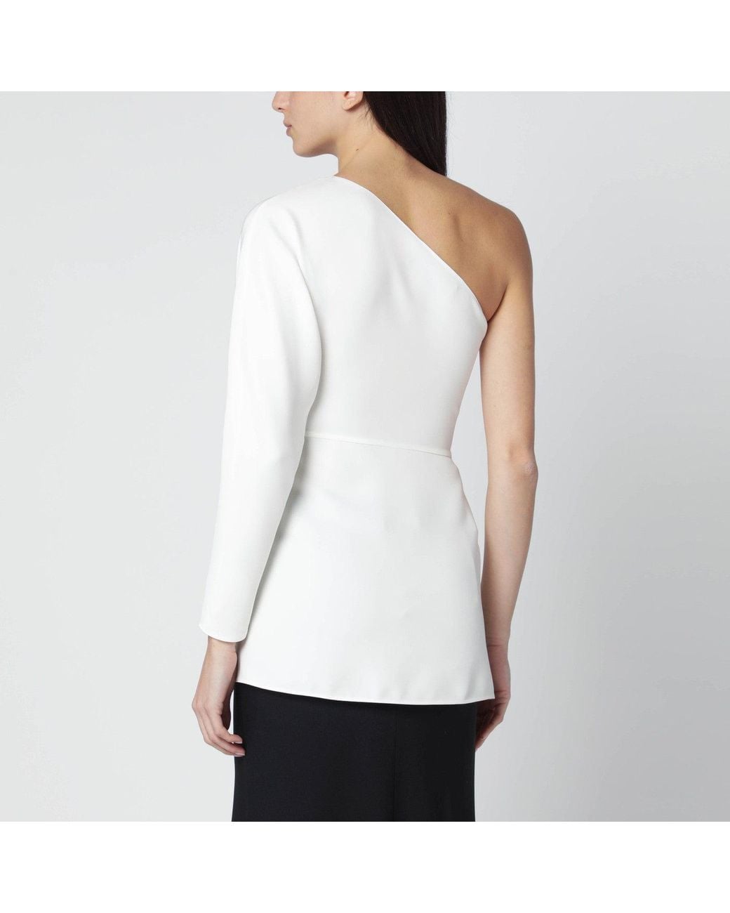 Valentino White Ivory One-Shoulder Top