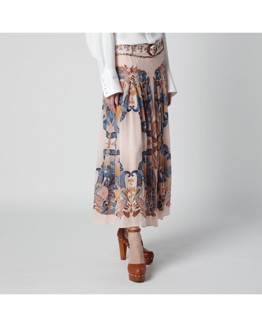Farm Rio Multicolor Sea Garden Pleated Skirt