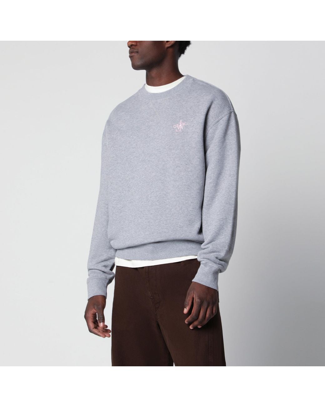 J.W. Anderson Gray Cotton Sweatshirt With Embroidered Logo for men