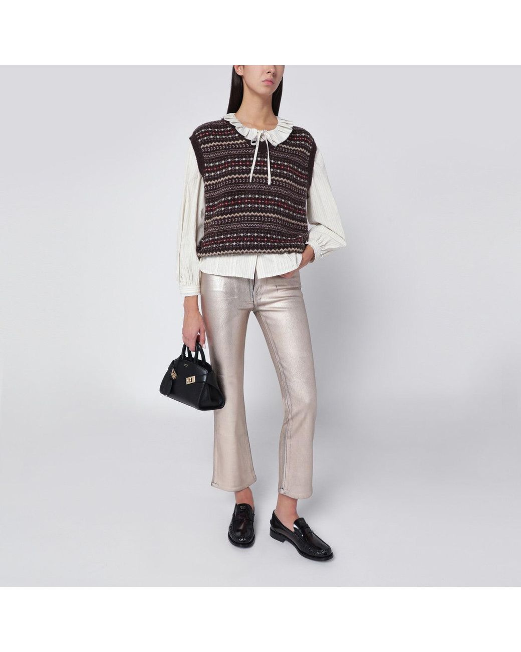 FRAME Multicolor Champagne The Reboot Cropped Trousers