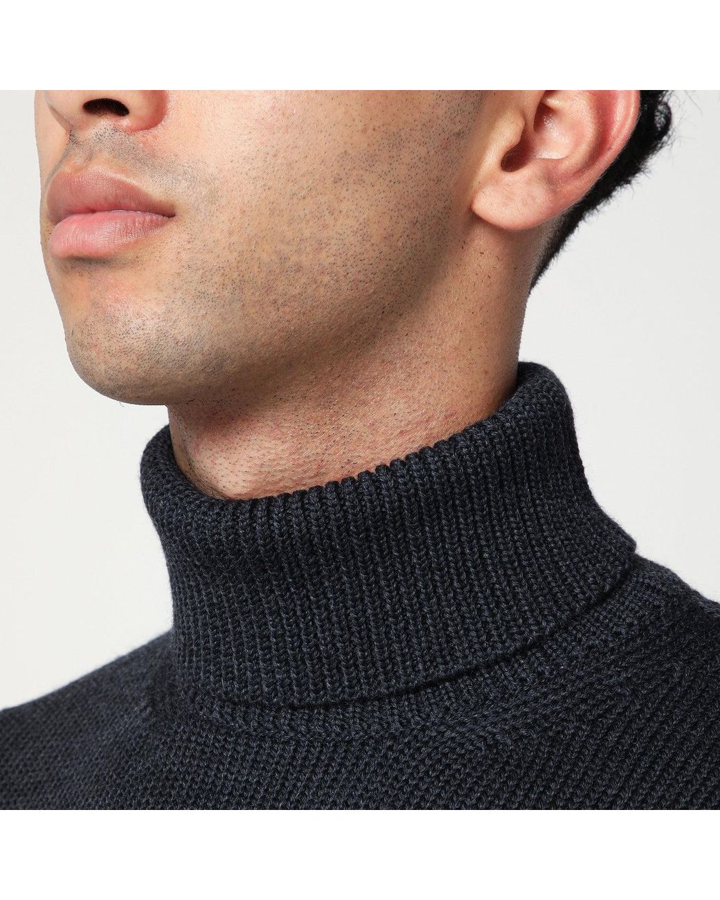 Roberto Collina Blue Anthracite Wool Turtleneck Sweater for men