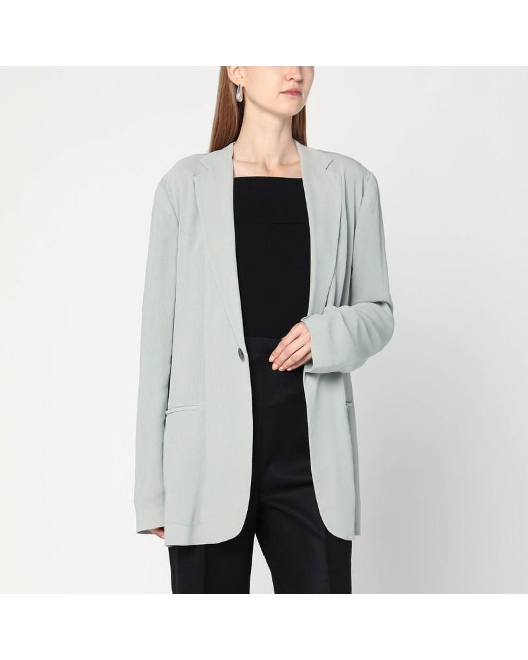 ジャケット a Ferretti Single-breasted Ice-colored jacket Alberta Ferretti Single-Breasted Ice-Colored Jacket in Grey