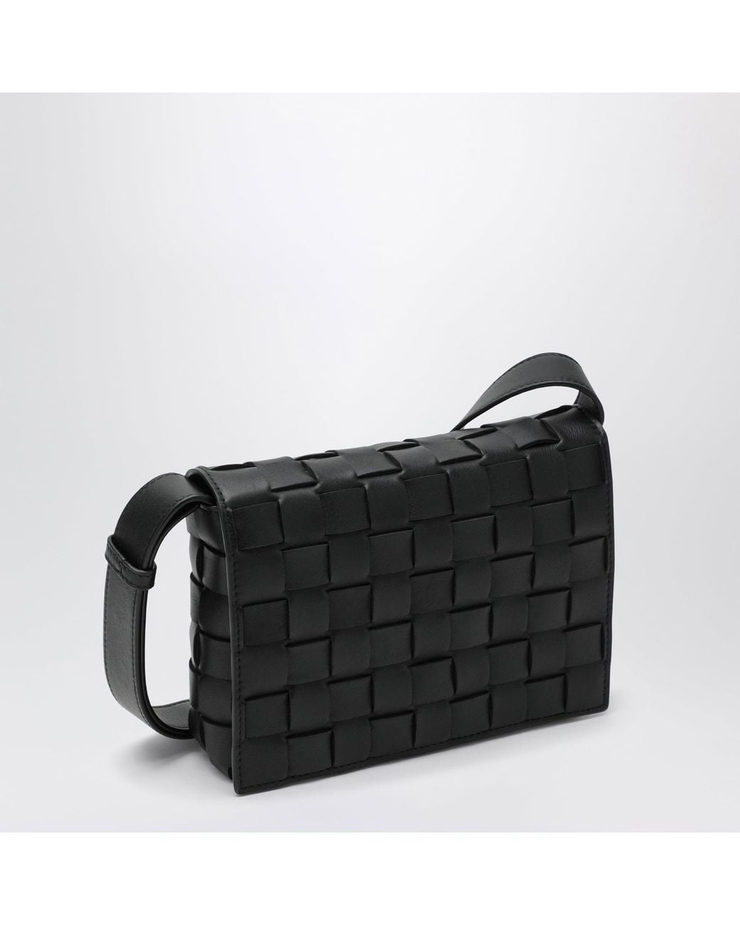 Bottega Veneta Black Orto Intrecciato Calf Leather Messenger Bag for men