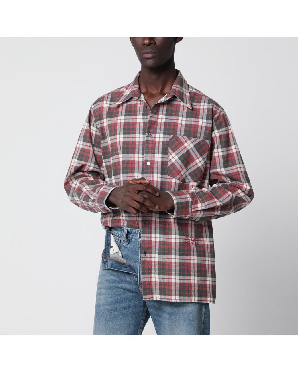 MM6 by Maison Margiela Brown Relaxed Checked Cotton Shirt for men