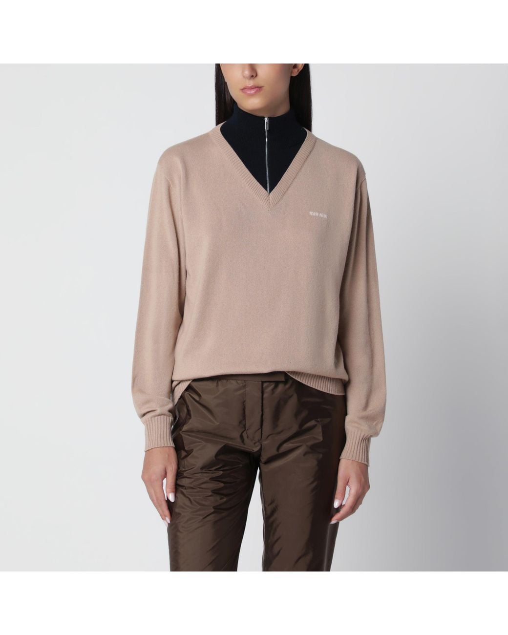 Miu Miu Natural And Turtleneck Sweater
