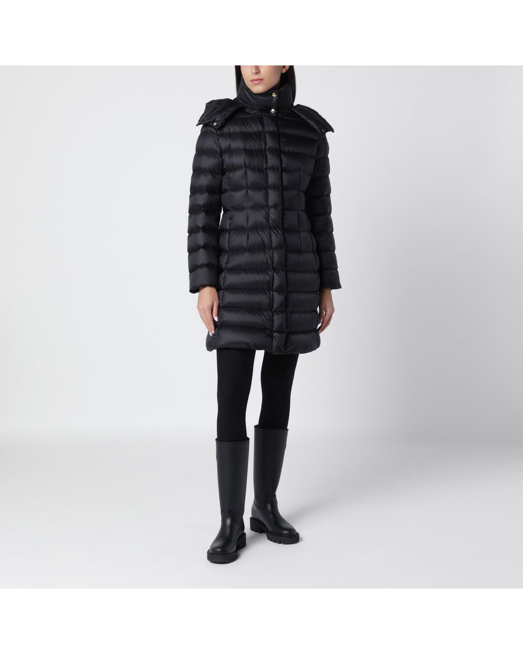 Moncler Black Long Nylon Down Jacket