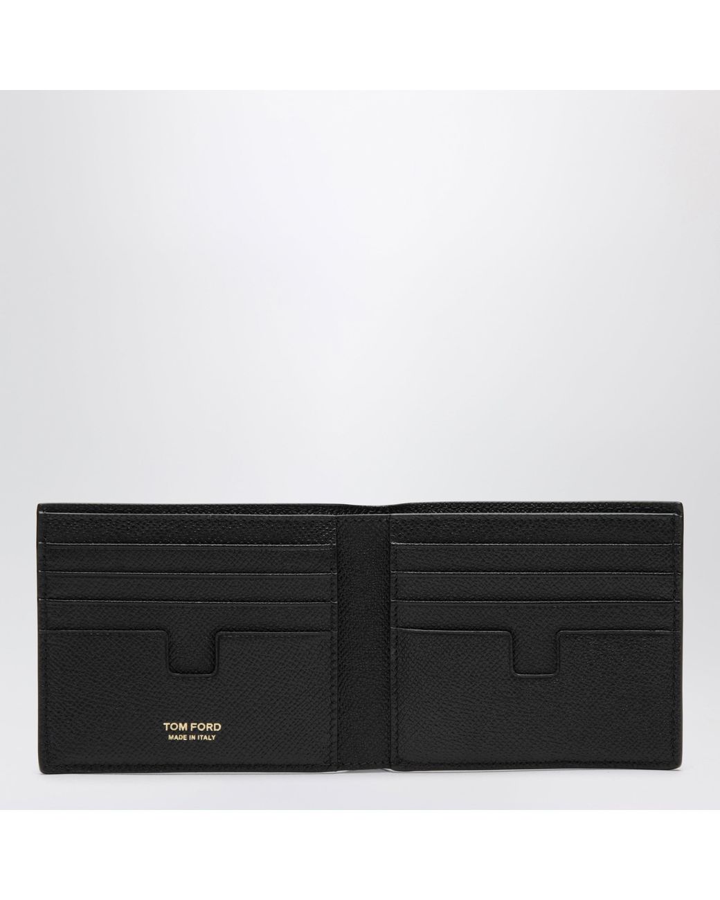 Tom Ford Black T-Line Bi-Fold Leather Wallet for men